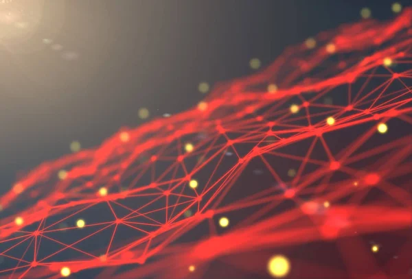 Fütüristik teknoloji arka plan. Pleksus üçgen fütüristik fantezi. 3D render.