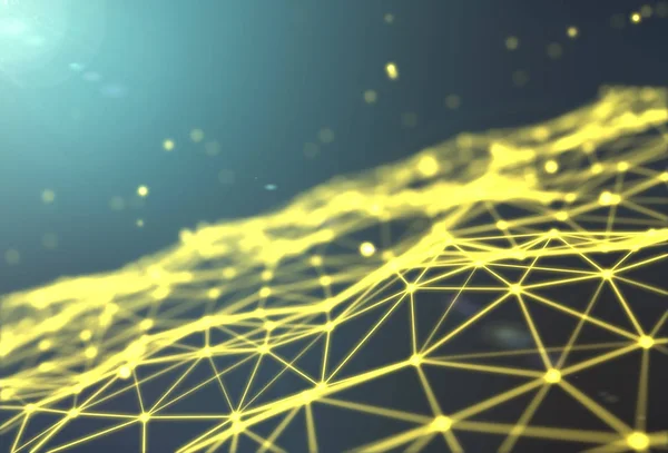 Fütüristik teknoloji arka plan. Pleksus üçgen fütüristik fantezi. 3D render.