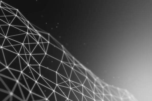 Fütüristik teknoloji arka plan. Pleksus üçgen fütüristik fantezi. 3D render.