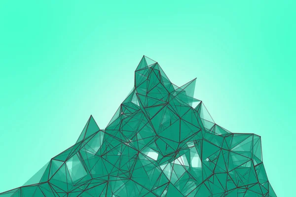 Fütüristik teknoloji turkuaz arka plan. Nane pleksus üçgen fütüristik fantezi. 3D render.