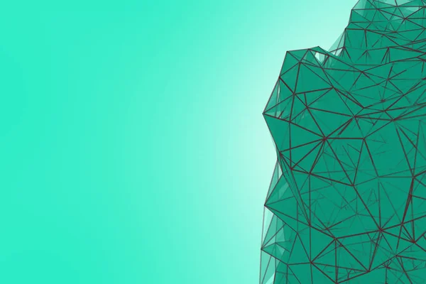 Fütüristik teknoloji turkuaz arka plan. Nane pleksus üçgen fütüristik fantezi. 3D render.