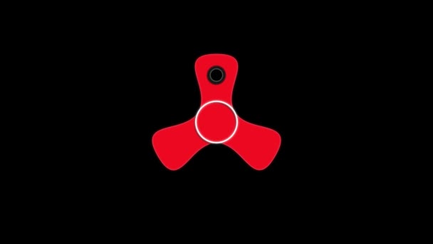 Glowing rotating trend fidget hand spinner on black background — Stock Video