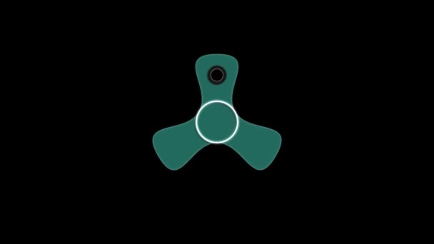 Glowing rotating trend fidget hand spinner on black background — Stock Video