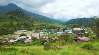 Cosanga, Napo / Ecuador - January 16 2016: Panoramic view of the town of Cosanga clipart