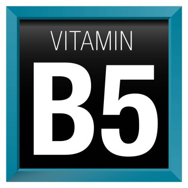 Vitamin B5 Icon - kimya - siyah arka plan mavi kare çerçeve