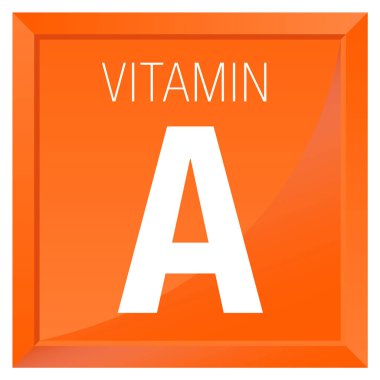 Turuncu arka plan ile A vitamini simgesi - kimya - kare çerçeve
