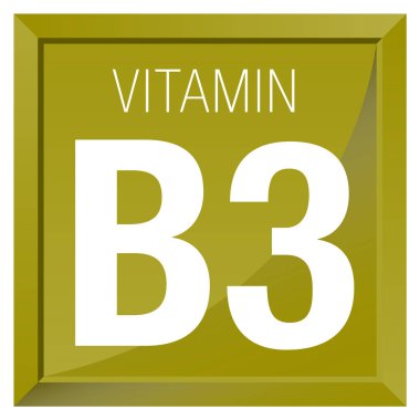 Vitamin B3 simgesi - kimya - kare çerçeve yeşil arka plana sahip