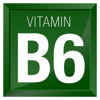 B6 vitamini simgesi - kimya - kare çerçeve yeşil arka plana sahip
