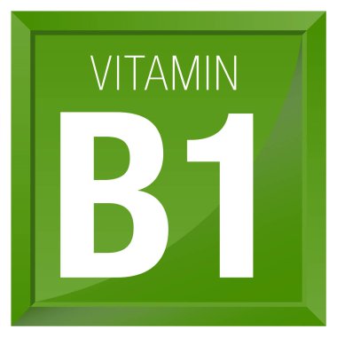 B1 vitamini simgesi - kimya - kare çerçeve yeşil arka plana sahip