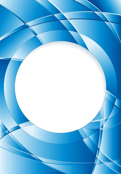 Fondo azul abstracto con ondas y un círculo blanco en el centro para colocar textos. Tamaño A4 - 21cm x 30cm - Imagen vectorial — Vector de stock