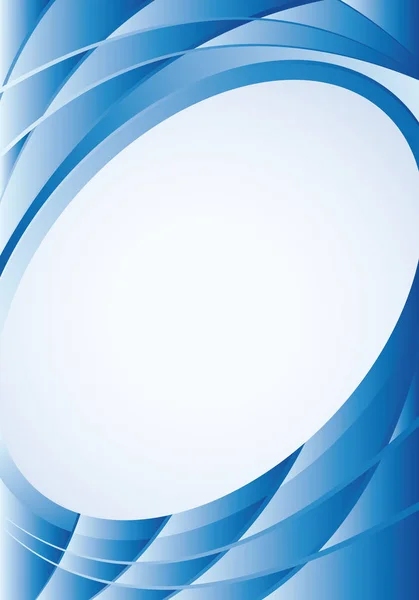 Fondo azul abstracto con ondas y un óvalo blanco en el centro para colocar textos. Tamaño A4 - 21cm x 30cm - Imagen vectorial — Vector de stock