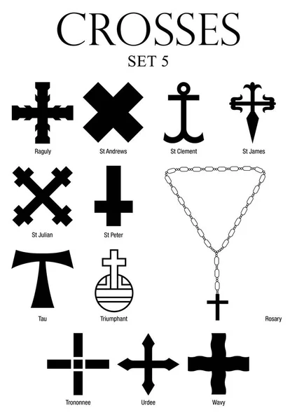Ensemble de croix avec des noms sur fond blanc. Taille A4 - Image vectorielle — Image vectorielle