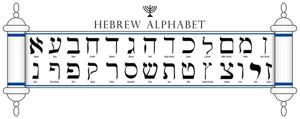 Set of Hebrew Alphabet written in the Torah on white background - Vector image — Stock Vector