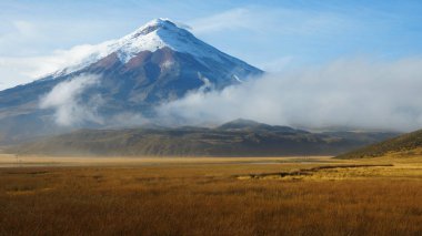 Limpiopungo lagün ile volkan Cotopaxi içinde belgili tanımlık geçmiş görünümünü bulutlu bir sabahı - Ekvador
