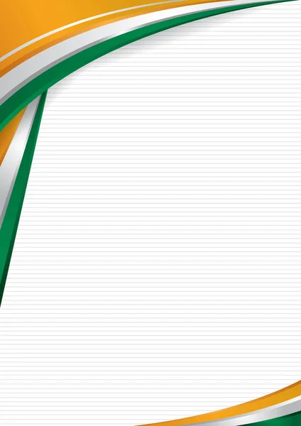 Fondo abstracto con formas con los colores de la bandera de la India, Costa de Marfil, para usar como Diploma o Certificado. Formato A4. Imagen vectorial — Archivo Imágenes Vectoriales