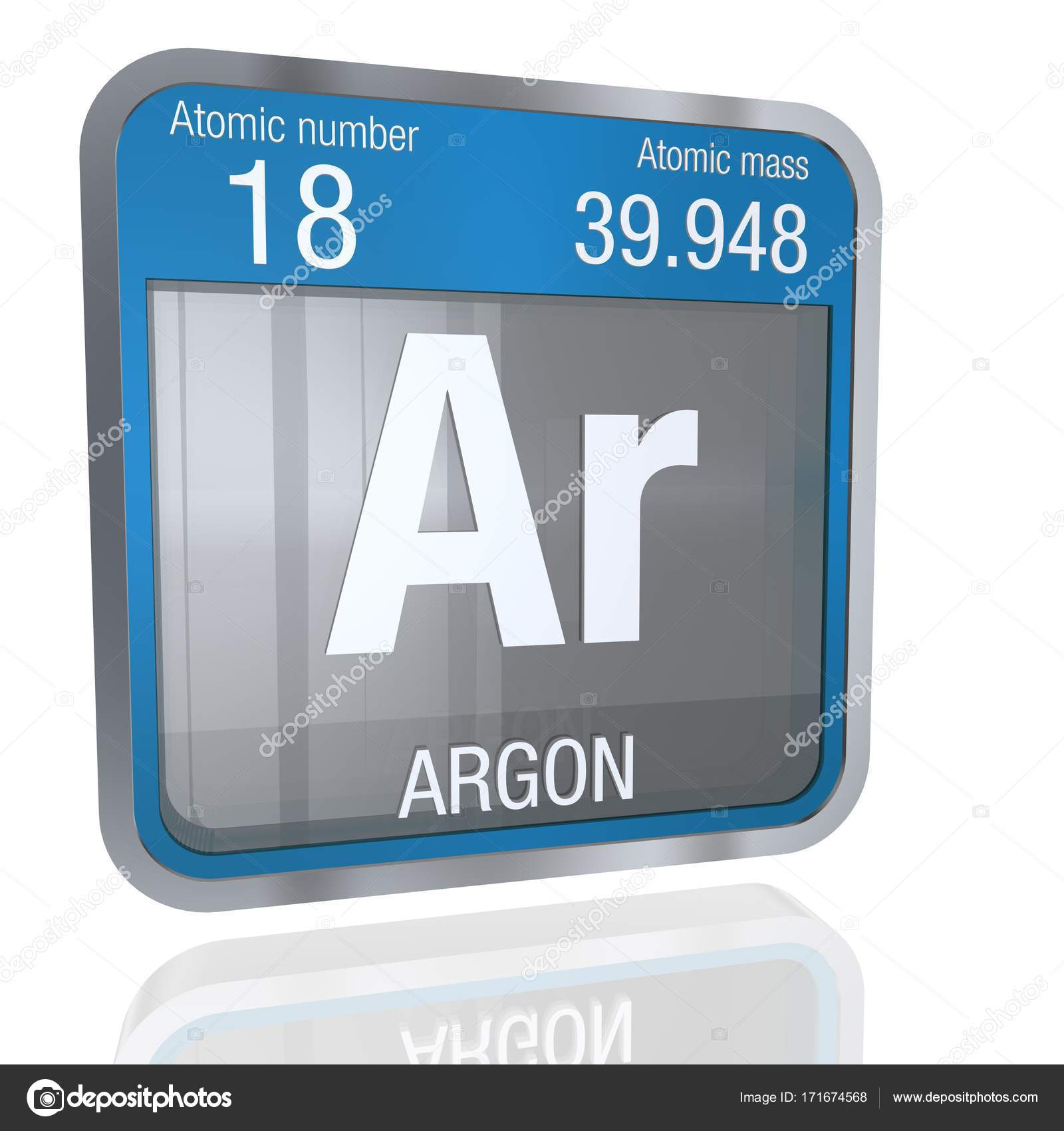 Argon Symbol In Square Shape With Metallic Border And Transpa Argon Symbol In Square Shape With Metallic Border And Transpa Background Reflection On The Floor Render Element Number 18 Of Periodic