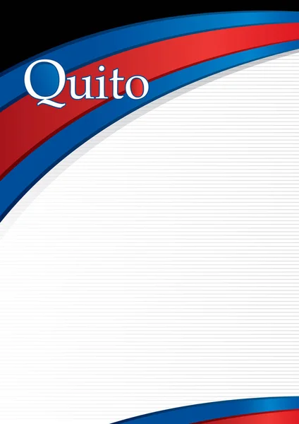 Diseño de la ciudad de QUITO con bandera azul y roja. Quito es la capital de la República del Ecuador — Archivo Imágenes Vectoriales