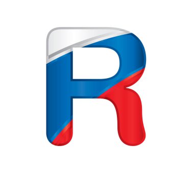 Rus bayrağı, beyaz, mavi ve kırmızı - vektör görüntü renklerle boyalı harf R