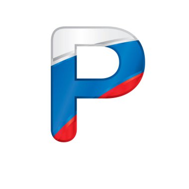 Rus bayrağı, beyaz, mavi ve kırmızı - vektör görüntü renklerle boyalı harf P