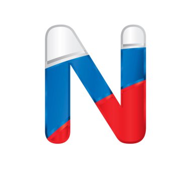 Rus bayrağı, beyaz, mavi ve kırmızı - vektör görüntü renklerle boyalı harf N