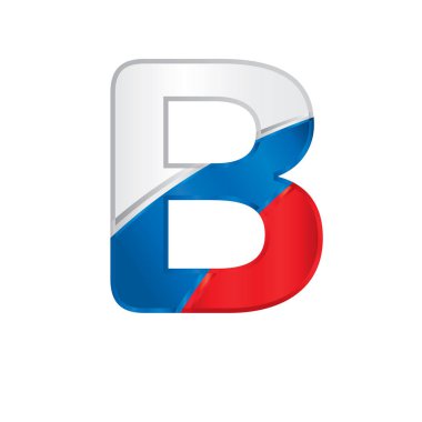 Mektup B Rus bayrağı, beyaz, mavi ve kırmızı - vektör görüntü renklerle boyalı