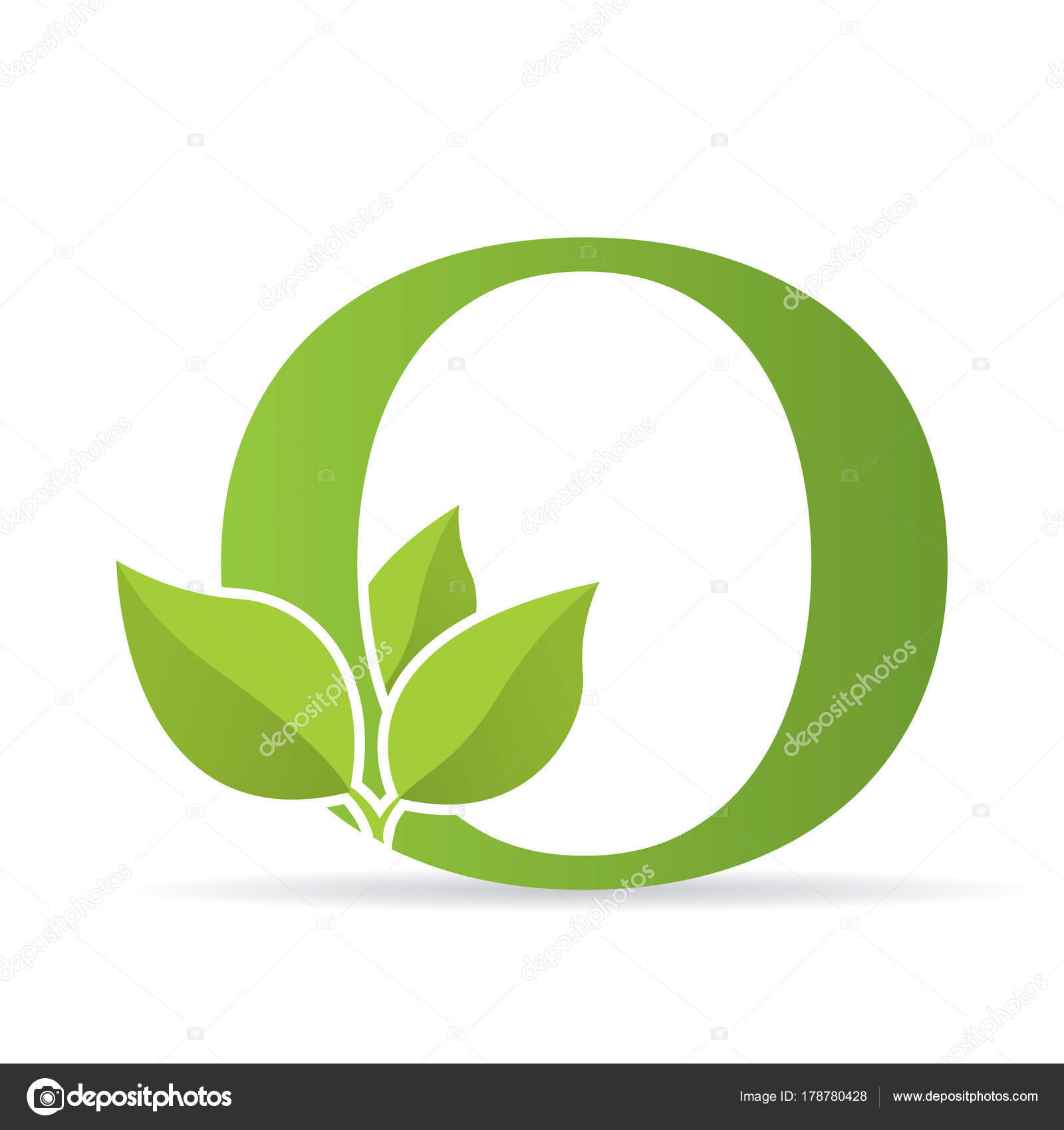 Logotipo Con Letra Color Verde Decorado Con Hojas Color