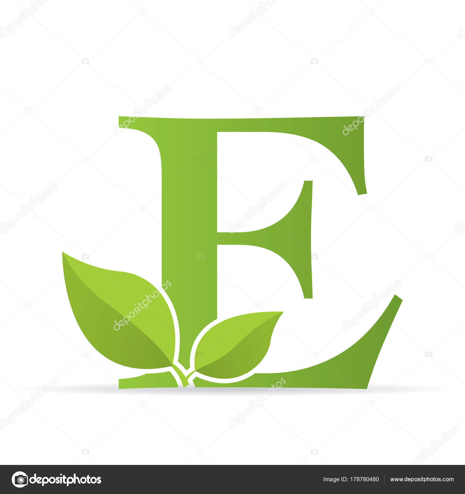 Logotipo Con Letra Color Verde Decorado Con Hojas Color