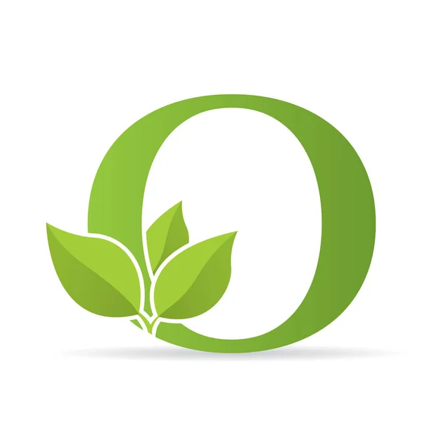 Logotipo Com Letra Cor Verde Decorado Com Folhas Verdes Imagem — Vetor de Stock