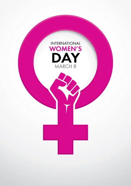 Título Día Internacional Mujer Dentro Del Símbolo Mujer Rosa Con — Vector de stock