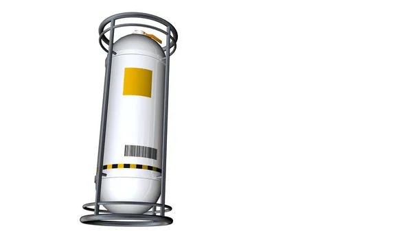 Model Van Een Tank Container Reflecterende Wit Metaal Met Gele — Stockfoto
