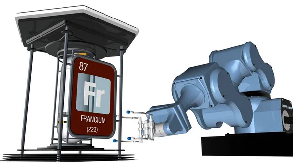 Francium Symbool Vierkante Vorm Met Metalen Rand Voor Een Mechanische — Stockfoto