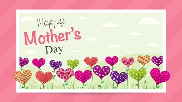 Feliz Tarjeta Felicitación Del Día Madre Campo Flores Forma Corazón — Vector de stock