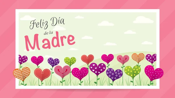 Feliz Día Madre Feliz Día Madre Español Tarjeta Felicitación Campo — Vector de stock