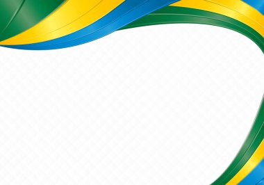 Diploma ya da sertifika olarak kullanılmak üzere Gabon bayrağının yeşil, sarı, mavi renkli dalga şekilleriyle soyut arkaplan