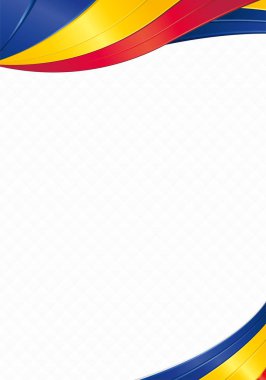 Diploma veya sertifika olarak Çad bayrağının mavi, kırmızı, sarı renkli dalga şekilleriyle soyut arkaplan