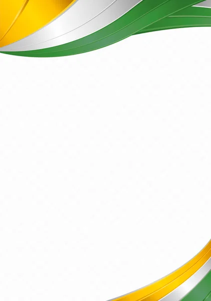 Абстрактный Фон Волнами Зелеными Желтыми Белыми Цветами Флага Индии Использования — стоковый вектор