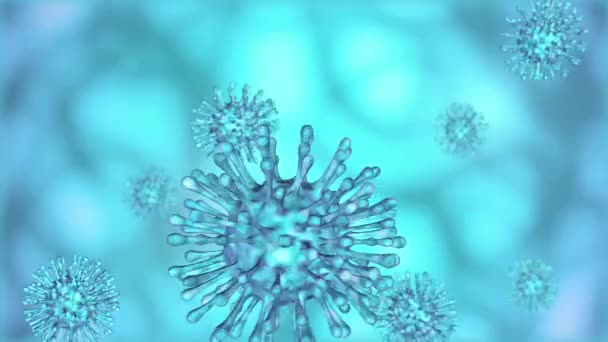 Kelompok Virus Biru Dengan Rambut Mengambang Atas Saat Mereka Berputar — Stok Video