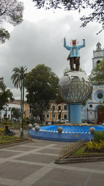 Cayambe Pichincha Equador Fevereiro 2020 Pessoas Sentadas Parque Central Cidade — Fotografia de Stock