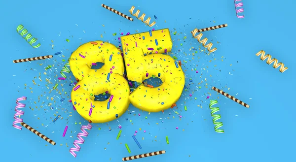 Número Para Cumpleaños Aniversario Promoción Espesas Letras Amarillas Sobre Fondo —  Fotos de Stock
