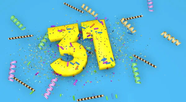 Nummer Für Geburtstag Jubiläum Oder Promotion Dicken Gelben Buchstaben Auf — Stockfoto