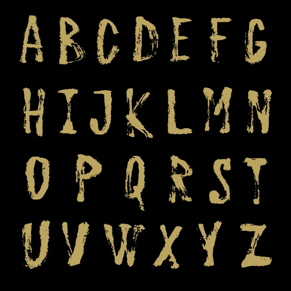 Написанный вручную шрифт с маркером и кистью на черном фоне . — стоковый вектор