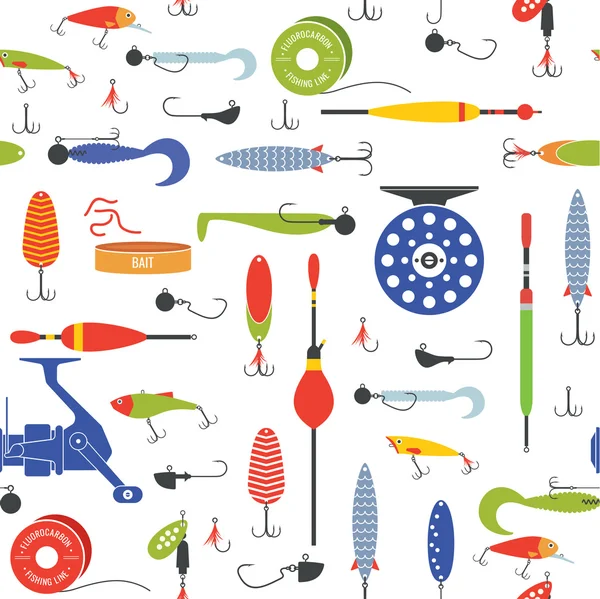 Vector seamless pattern with objects of fishing. — Stockový vektor