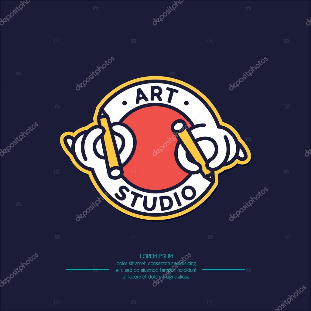 Conceptual logo and label art Studio. Modern logo, vector graphics.