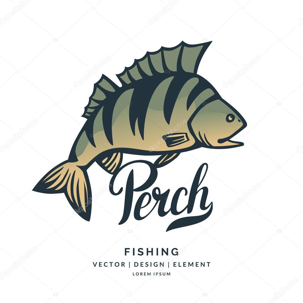 Modern hand drawn lettering word Perch. Calligraphy brush and ink. Vector illustration Fish