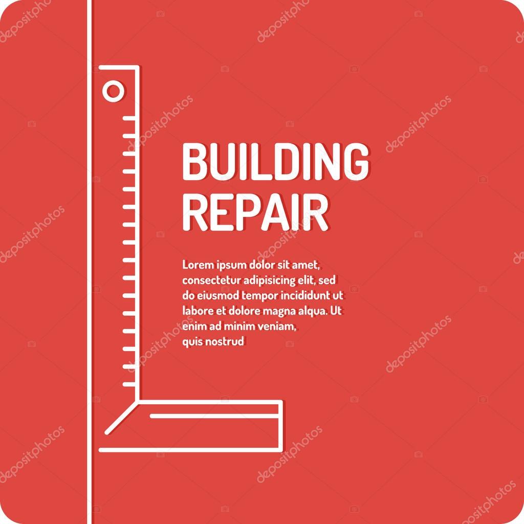 Building repair. Poster design services for building maintenance. Vector illustration.