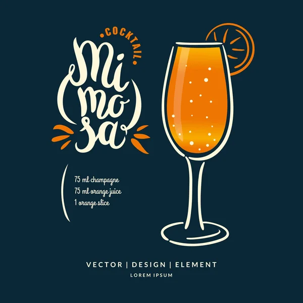 Étiquette de lettrage moderne dessinée à la main pour cocktail . — Image vectorielle