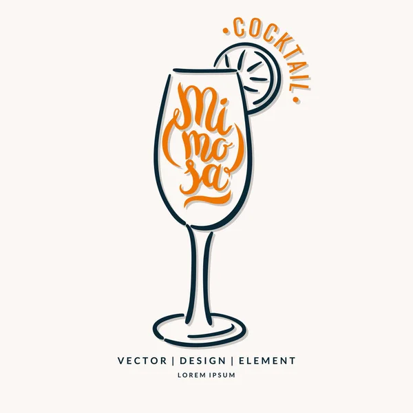 Modern hand drawn lettering label for cocktail. — Stock Vector
