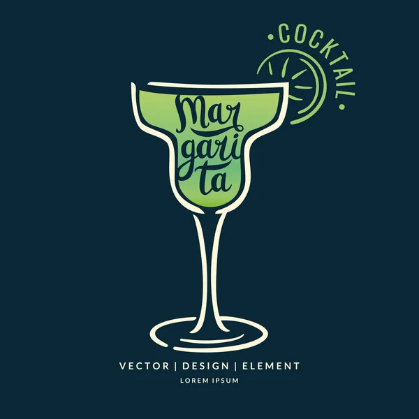 Etichetta moderna disegnata a mano per cocktail alcolici Margarita — Vettoriale Stock