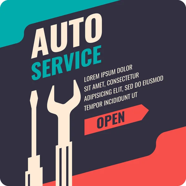 Vintage Auto servizio poster . — Vettoriale Stock