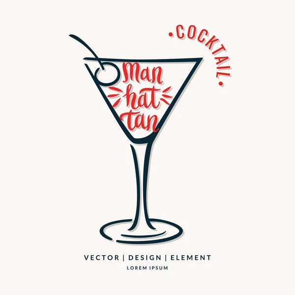 Etiqueta de letras dibujada a mano moderna para cóctel de alcohol Manhattan — Archivo Imágenes Vectoriales